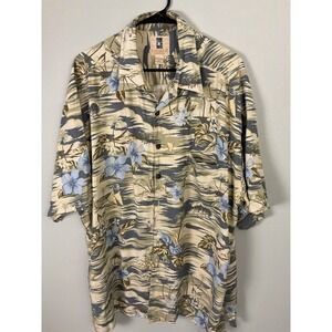 Kahala Hawaiian Shirt Mens XL Blue Floral Island Print Aloha Button Up